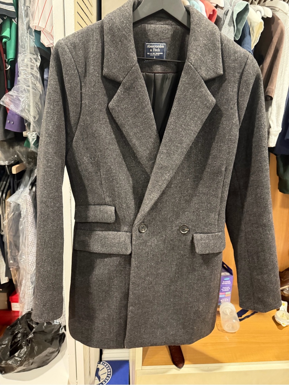 Abercrombie & Fitch Women’s Dark Charcoal Gray Wool-Blend Coat